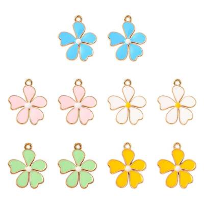 10Pcs 5 Colors Alloy Enamel Pendants