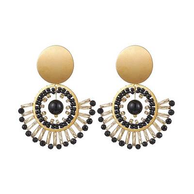 Boho Natural Black Onyx Ear Studs
