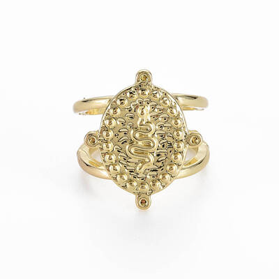 Oval with Snake Pattern Rack Plating Alloy Cuff Rings