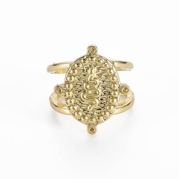 Oval with Snake Pattern Rack Plating Alloy Cuff Rings