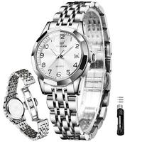 OLEVS  Women Analog Quartz Dress Watch with Diamond Roman Indexes and Stainless Steel Strap