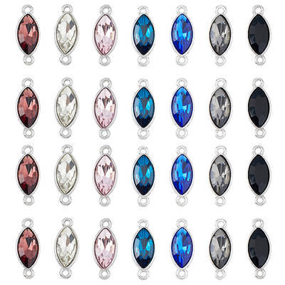28Pcs 7 Colors Alloy Glass Connector Charms