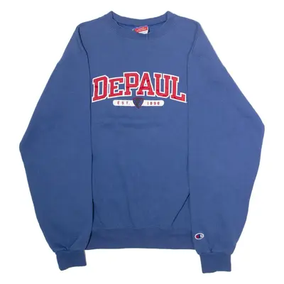CHAMPION DePaul Mens Sweatshirt Blue Crew Neck USA M