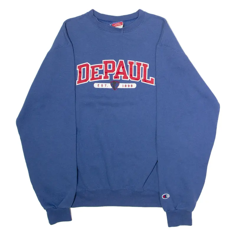 CHAMPION DePaul Mens Sweatshirt Blue Crew Neck USA M