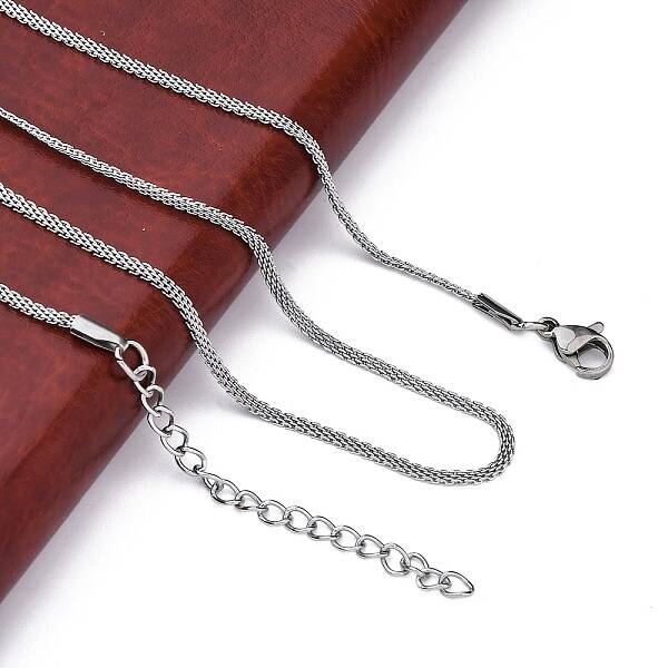 304 Stainless Steel Mesh Chain Necklaces for Women Men