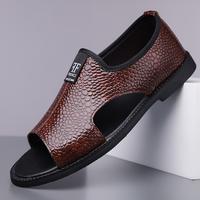 Summer men's sandals Mens sandals Black and brown comfortable sandals Leather footwear Boys buckle heavy casual walking shoes...