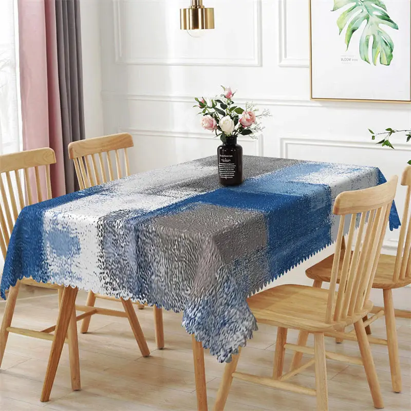 Blue Grey Distressed Style Rectangle Tablecloth - Aperturee