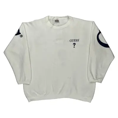Guess Graphic Sweatshirt - Small White Cotton Blend