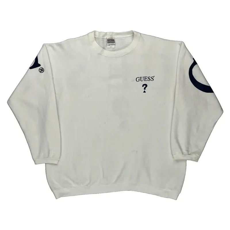 Guess Graphic Sweatshirt - Small White Cotton Blend