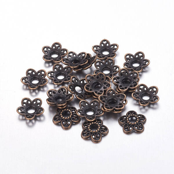 Tibetan Style Alloy Bead Caps
