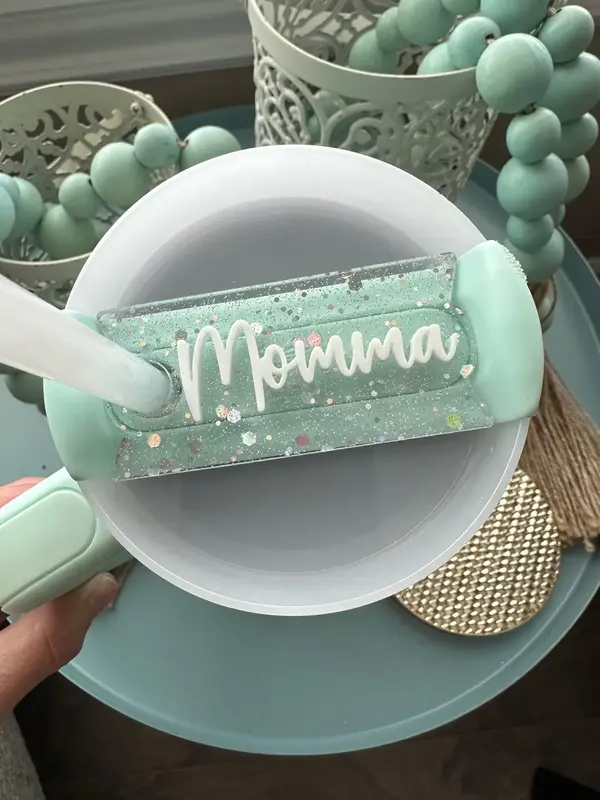 Personalized Silver Glitter Hex Acrylic Nameplate