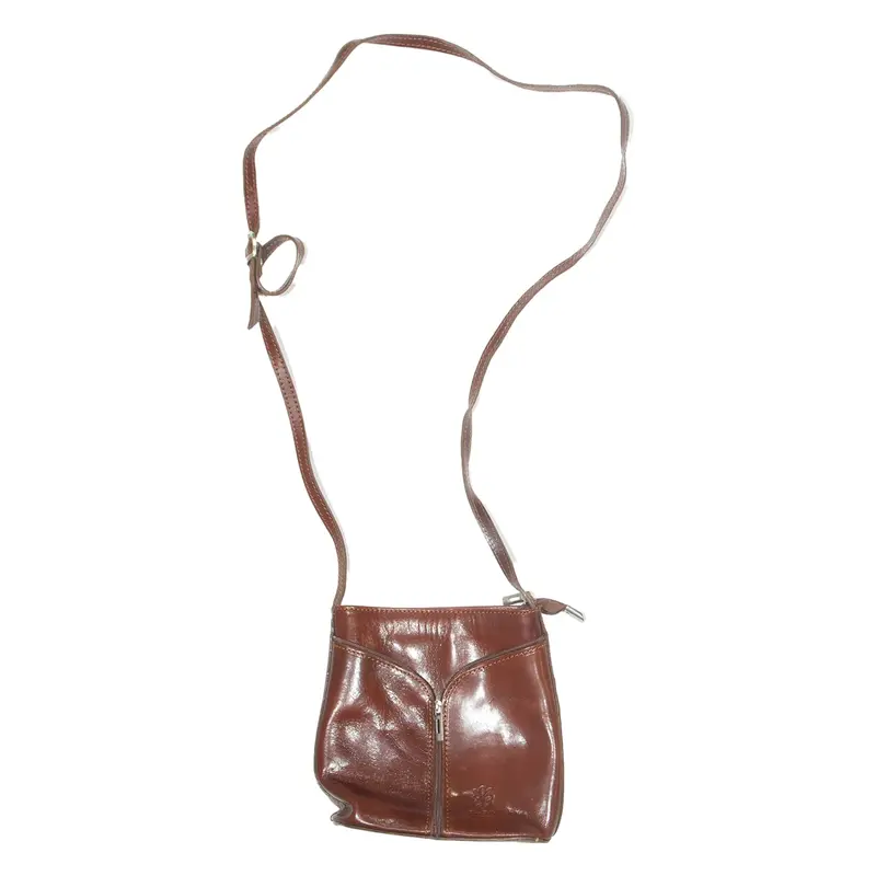 VERA PELLE Womens Shoulder Bag Brown Leather