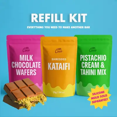 *REFILL KIT* Pistachio Knafeh Stuffed Chocolate Bar Without Reusable Mold