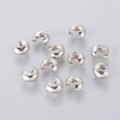 Platinum Color Ringent Round Brass Crimp Beads Covers