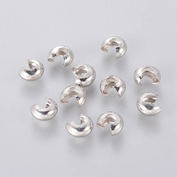 Platinum Color Ringent Round Brass Crimp Beads Covers