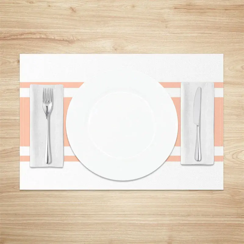 Orange Pink White Simple Dining Set Of 4 Placemats - Aperturee