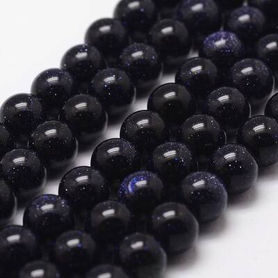 Synthetic Blue Goldstone Beads Strands