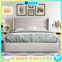 【FathersDayGift】【Not including mattresses】Allewie Full/Queen/King Lift Up Storage Bed, Button Tufted Headboard with W...
