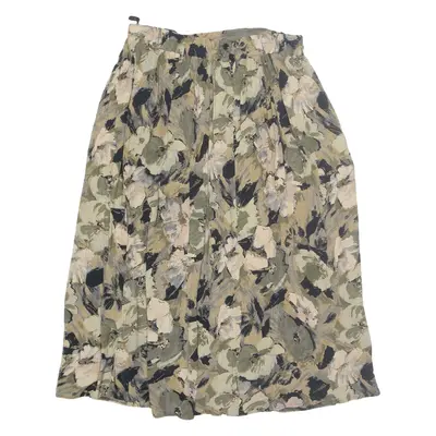 Womens A-Line Skirt Green Midi Floral L