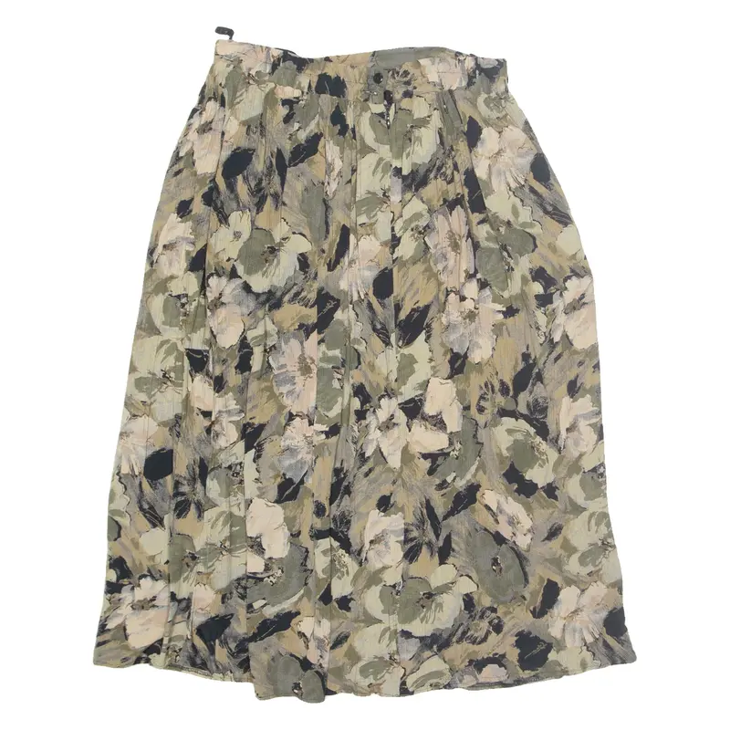 Womens A-Line Skirt Green Midi Floral L