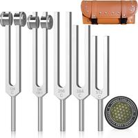 Resonance Tuning Forks for Healing Set - Weighted & Unweighted Tuning Fork Set Including 128Hz, 136Hz, 256Hz, 384Hz ，512HZ&...
