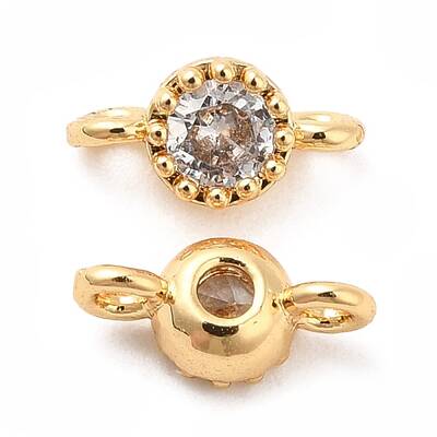 Brass Pave Clear Glass Connector Charms