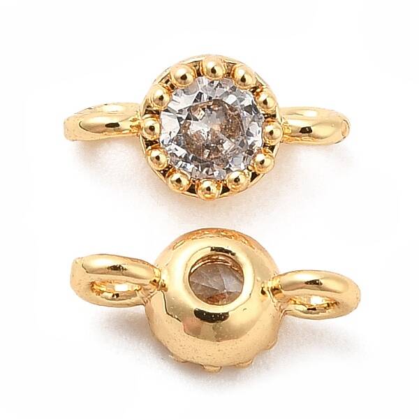 Brass Pave Clear Glass Connector Charms