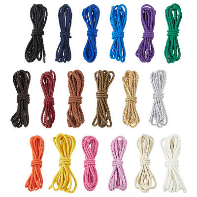 18 Colors Braided PU Leather Cords Set