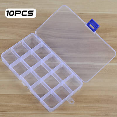 Fishing Tackle Box 15 Compartments Clear Storage Case