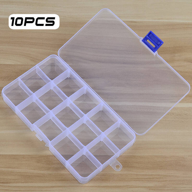Fishing Tackle Box 15 Compartments Clear Storage Case
