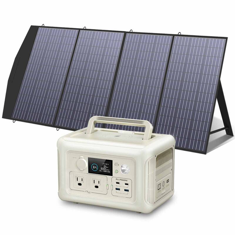 ALLPOWERS R600 Solar Generator 600W Portable Power Station 299Wh with Solar Panels R600-Beige+ SP033 200W Solar Panel