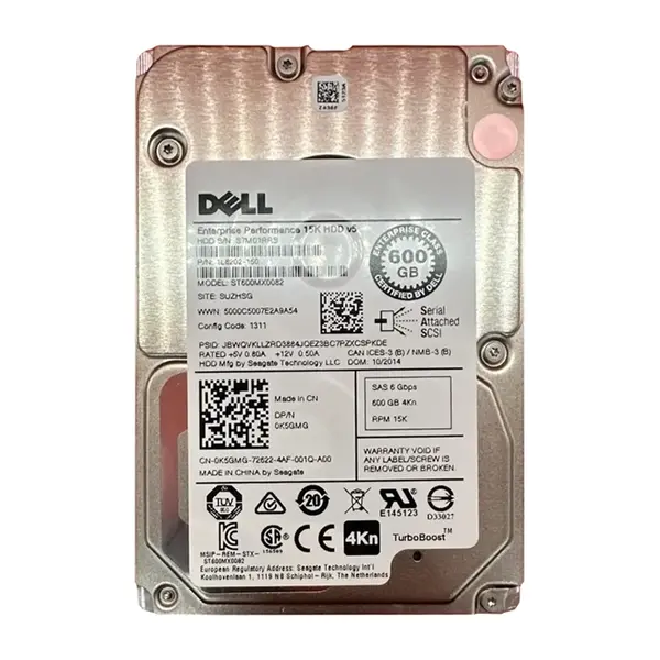 0K5GMG Dell 600GB 15000RPM 12Gb/s SAS Hot Plug 2.5-inch Hard Drive