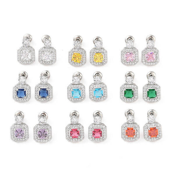 Rack Plating Brass Micro Pave Cubic Zirconia Stud Earrings