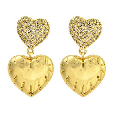 Rack Plating Brass Micro Pave Clear Cubic Zirconia Stud Earrings