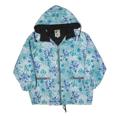 CRAZY WAVE Fleece Lined Jacket Blue 90s Crazy Pattern Womens L