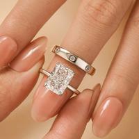 Effinny Jewelry 5.0ct Radiant Cut 2PC Wedding Ring Set, S925 Sterling Silver, 5A Cubic Zirconia Promise Ring, Bridal Set Ring...