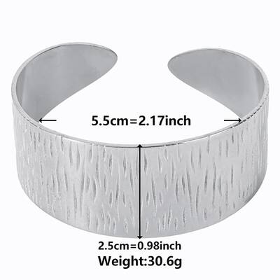 Non-Tarnish Vintage Texture 304 Stainless Steel Cuff Bangles for Women