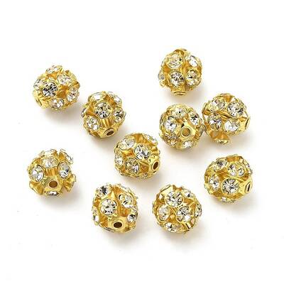 10mm Brass Crystal Rhinestone Beads