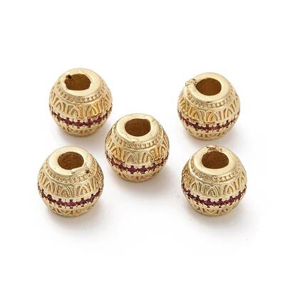 Brass Micro Pave Cubic Zirconia Beads