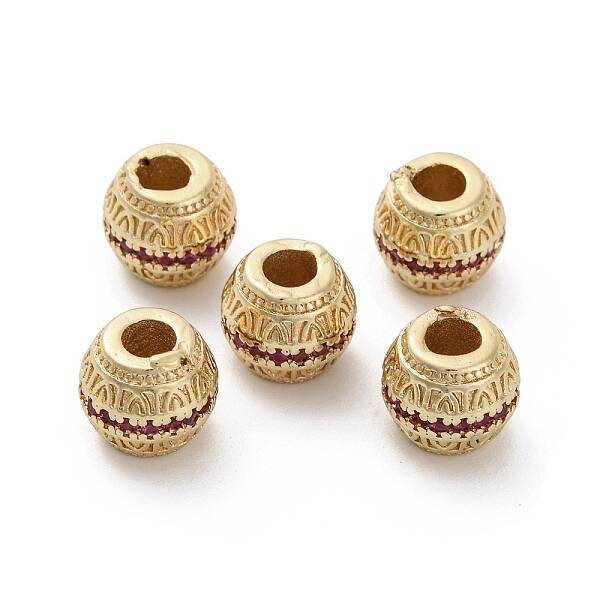 Brass Micro Pave Cubic Zirconia Beads