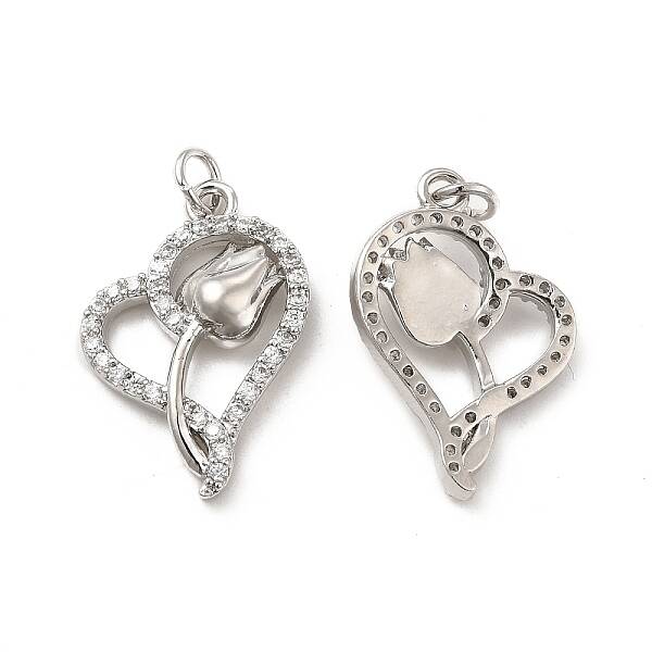 Brass Micro Pave Clear Cubic Zirconia Pendants