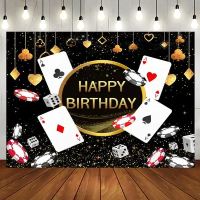 Black Gold Poker Dice Casino Happy Birthday Backdrop - Aperturee