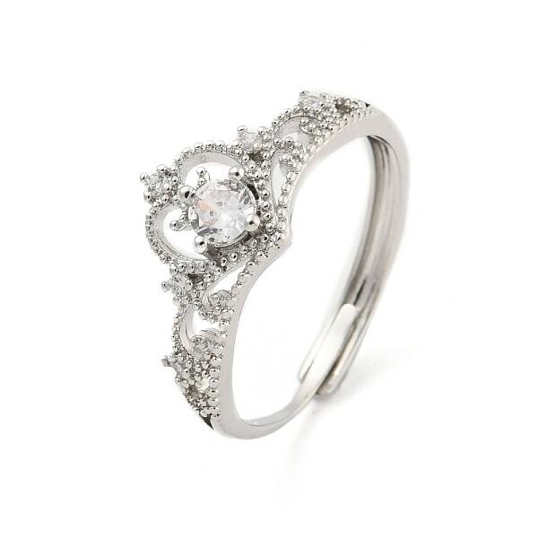 Brass Micro Pave Cubic Zirconia Adjustable Rings