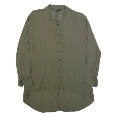 ZARA WOMAN Womens Shirt Green Collared Long Sleeve M