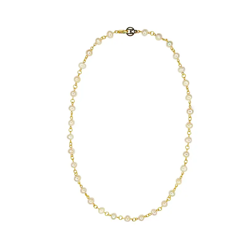 Caged Quartz 14k Gold Brass Necklace