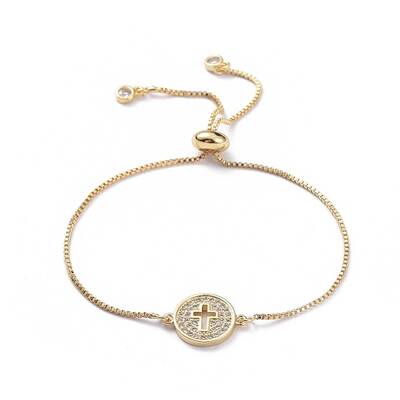 Adjustable Brass Micro Pave Cubic Zirconia Slider Bracelets