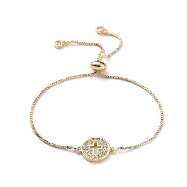 Adjustable Brass Micro Pave Cubic Zirconia Slider Bracelets