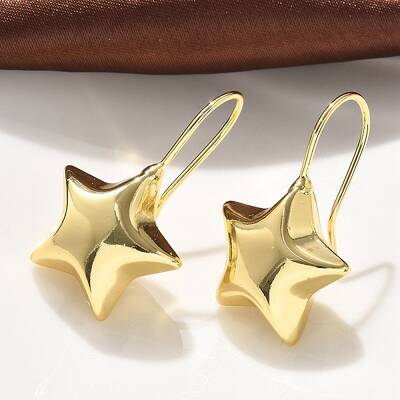 Star Brass Dangle Earrings