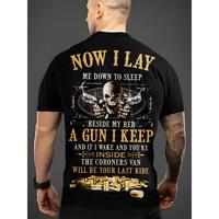 [3D Printed Skull Head Top] Men's Summer Leisure Sports 3D Printed Skull Head Double Gun Letter Pattern Comfortable Men's Rou...