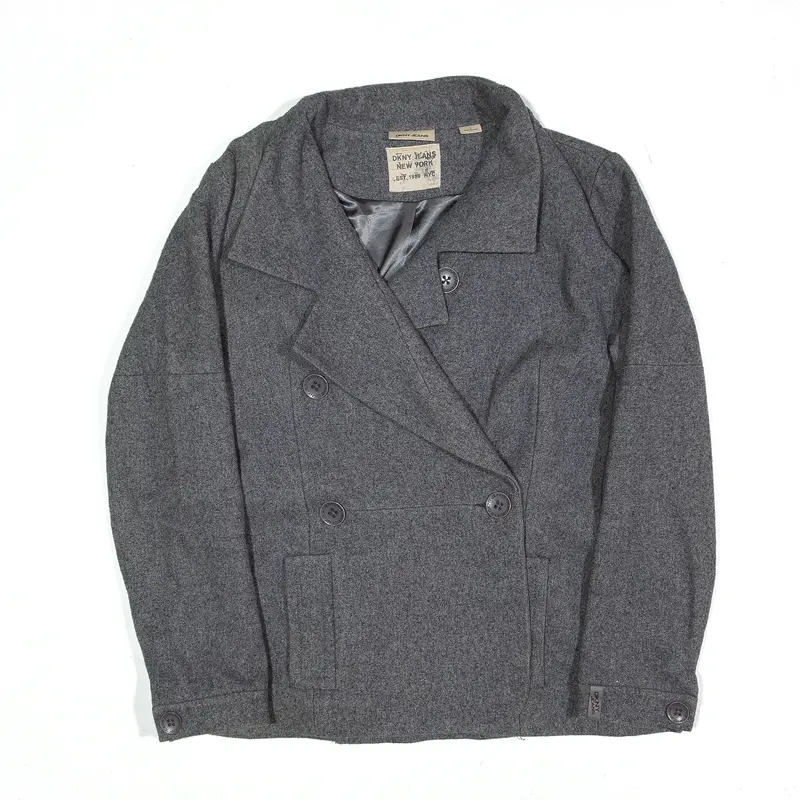 DKNY Overcoat Jacket Grey Wool Womens L